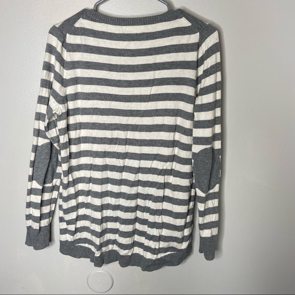 Banana Republic Gray Striped Elbow Patch Sweater Medium - Picture 9 of 10